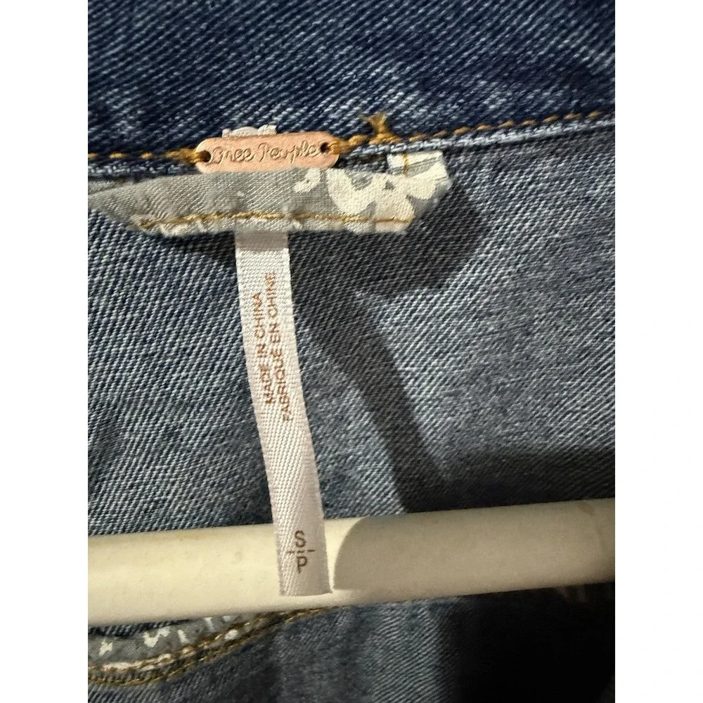 Free People Rumors Denim Jean Jacket Blue WOMEN SZ S